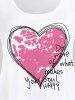 T-shirt à Imprimé Graphique Lettre Cœur à Manches Courtes de Grande Taille Pour La Saint Valentin - Rose clair S | US 8