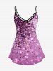 Plus Size 3D Sparkles Glitter Printed Tank Top -  