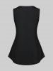 Plus Size Broderie Anglaise Two Tone Tank Top with Buttons -  