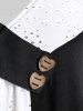 Plus Size Broderie Anglaise Two Tone Tank Top with Buttons -  