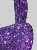 Plus Size Sparkles Glitter Crossover Ombre Padded Tankini Swimsuit -  