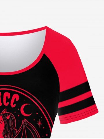 Gothic Raglan Sleeves Skulls Beauty Letters Printed Graphic Tee