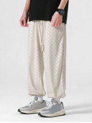 Checkerboard Pattern Toggle Drawstring Jogger Pants -  