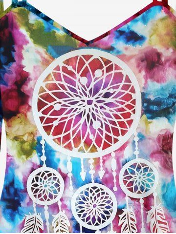 Plus Size Ink Dreamcatcher Printed Open Shoulder Tee