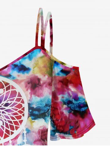 Plus Size Ink Dreamcatcher Printed Open Shoulder Tee