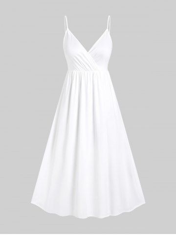 Plus Size Cami Maxi Surplice Dress - WHITE - S | US 8