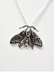 Gothic Moth Pendant Necklace -  