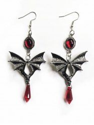 Gothic Bat Gem Decor Drop Earrings -  