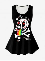 Plus Size Valentines Heart Lip Letters Printed Lace Panel Tank Top -  