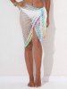 Hollow Out Colored Hem Fringed Beach Sarong -  