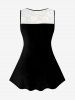 Plus Size Valentines Heart Lip Letters Printed Lace Panel Tank Top -  
