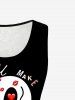 Plus Size Valentines Heart Lip Letters Printed Lace Panel Tank Top -  