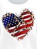 Plus Size Patriotic American Flag Heart Printed Tee -  