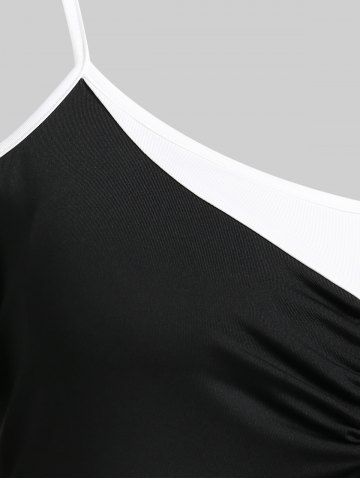 Monochrome Cinched Cold Shoulder Tunic Tee and Flare Pants Plus Size Summer Outfit