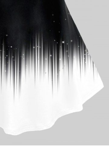 Plus Size 3D Sparkles Pinstripes Printed Monochrome Tee