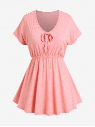 Plus Size Raglan Sleeves Tee with Bowknot -  