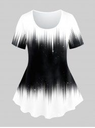 T-shirt Monochrome à Imprimé 3D Grande Taille - Noir M | US 10