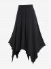 Ensemble de Maxi Jupe Gothique à Ourlet Mouchoir et Crop Top Court Bouclé à Col Carré - Noir 
