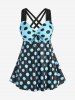 Plus Size & Curve Cinched Polka Dot Crisscross Tankini Swimsuit -  