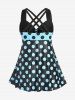 Maillot de Bain Tankini Croisé Curve à Pois de Grande Taille à Volants - Bleu clair 4X