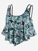 Plus Size Heart Plaid Backless Padded Overlay Tankini Swimsuit -  