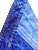 Faux Denim 3D Print Padded Halter Swim Top -  