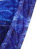 Faux Denim 3D Print Padded Halter Swim Top -  