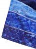 Faux Denim 3D Print Padded Halter Swim Top -  