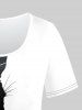 T-shirt à Imprimé Chat Bicolore Grande Taille - Noir 5x | US 30-32