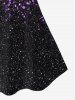 Plus Size Lace Panel Galaxy Printed Colorblock Tank Top -  