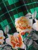 Mock Buttons Floral Plaid Plus Size Top -  