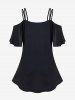 Plus Size 3D Sparkles Dreamcatcher Printed Cold Shoulder Tee -  