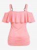 Plus Size Space Dye Flounce O-rings Cold Shoulder Tee -  