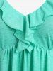 Plus Size Flounce Butterfly Sleeves V Neck Tee -  