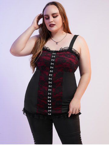 Plus Size Gothic Rose Lace Hook and Eye Tank Top