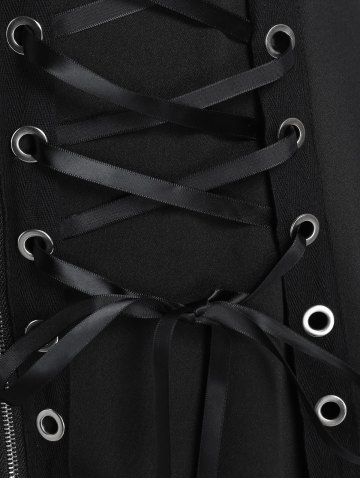 Lace Up Grommets Full Zipper Gothic Tank Top