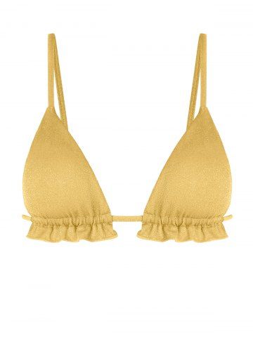 Metallic Ruffles Bikini Top - YELLOW - S