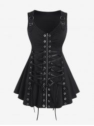 Débardeur Gothique Zippé à Œillets à Lacets - Noir 1X | US 14-16