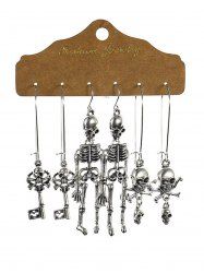 3Pairs Skeleton Skull Key Drop Earrings -  
