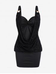 Plus Size Lace Panel Twist 2 in 1 Blonsou Mini Bodycon Dress -  