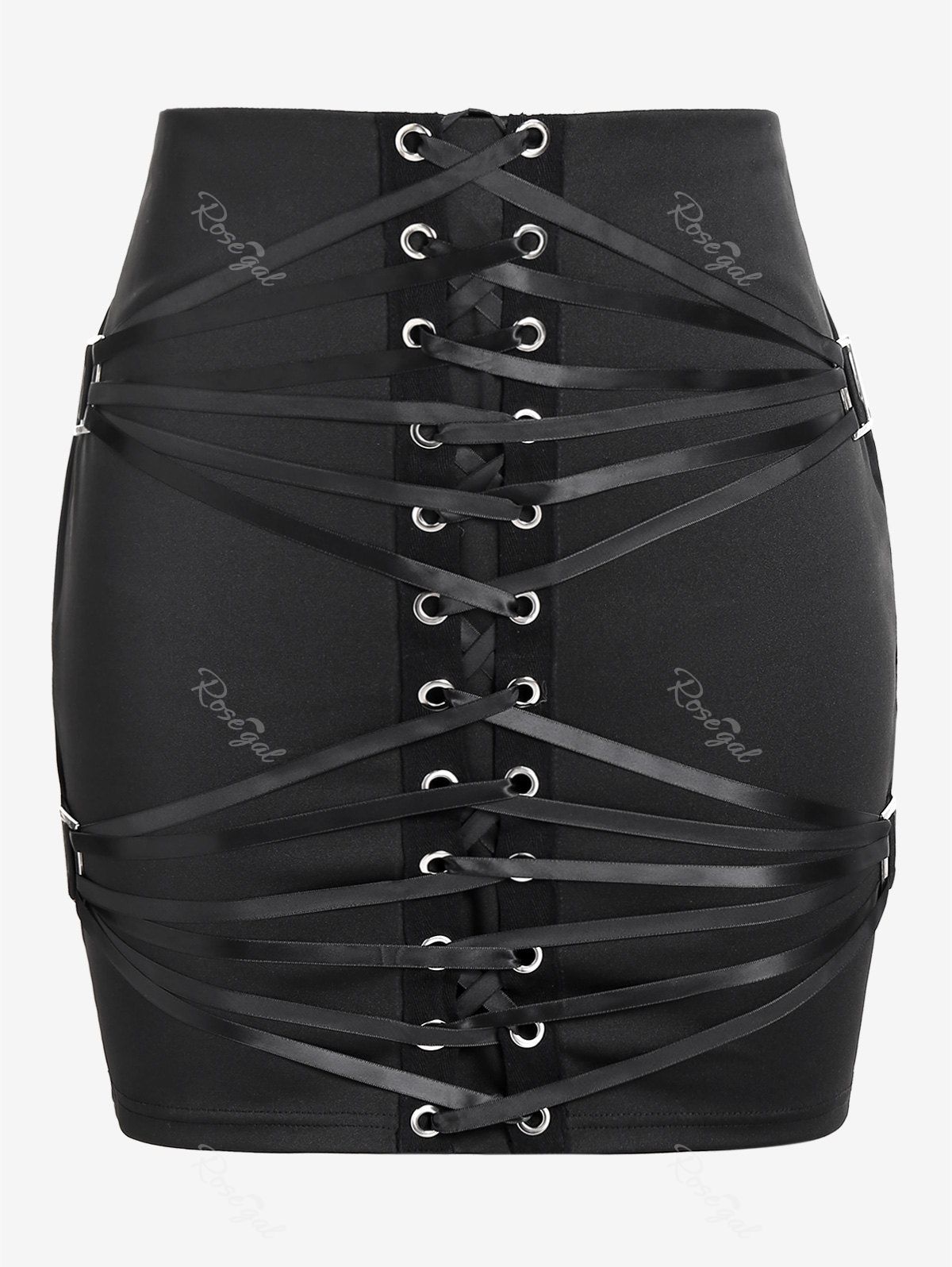 Fancy Gothic Lace-up Grommets Bodycon Skirt  