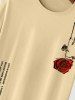 T-shirt d'Eté Décontracté à Imprimé Graphique Rose Lettre à Manches Courtes Pour Homme - café lumière S