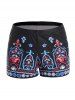 Plus Size Printed Padded Strap Boyshorts Tankini Swimsuit -  