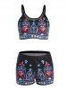 Plus Size Printed Padded Strap Boyshorts Tankini Swimsuit -  