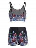 Plus Size Printed Padded Strap Boyshorts Tankini Swimsuit -  