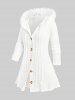 Cardigan à Capuche en Tricot à Câble à Ourlet Fourré de Grande Taille - Blanc 5x | US 30-32