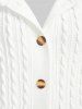 Cardigan à Capuche en Tricot à Câble à Ourlet Fourré de Grande Taille - Blanc 5x | US 30-32