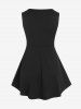 Lace Up Grommets Full Zipper Gothic Tank Top -  