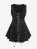 Lace Up Grommets Full Zipper Gothic Tank Top -  