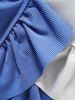 Two Tone Flounce Mock Button High Waist Bikini Swimsuit -  